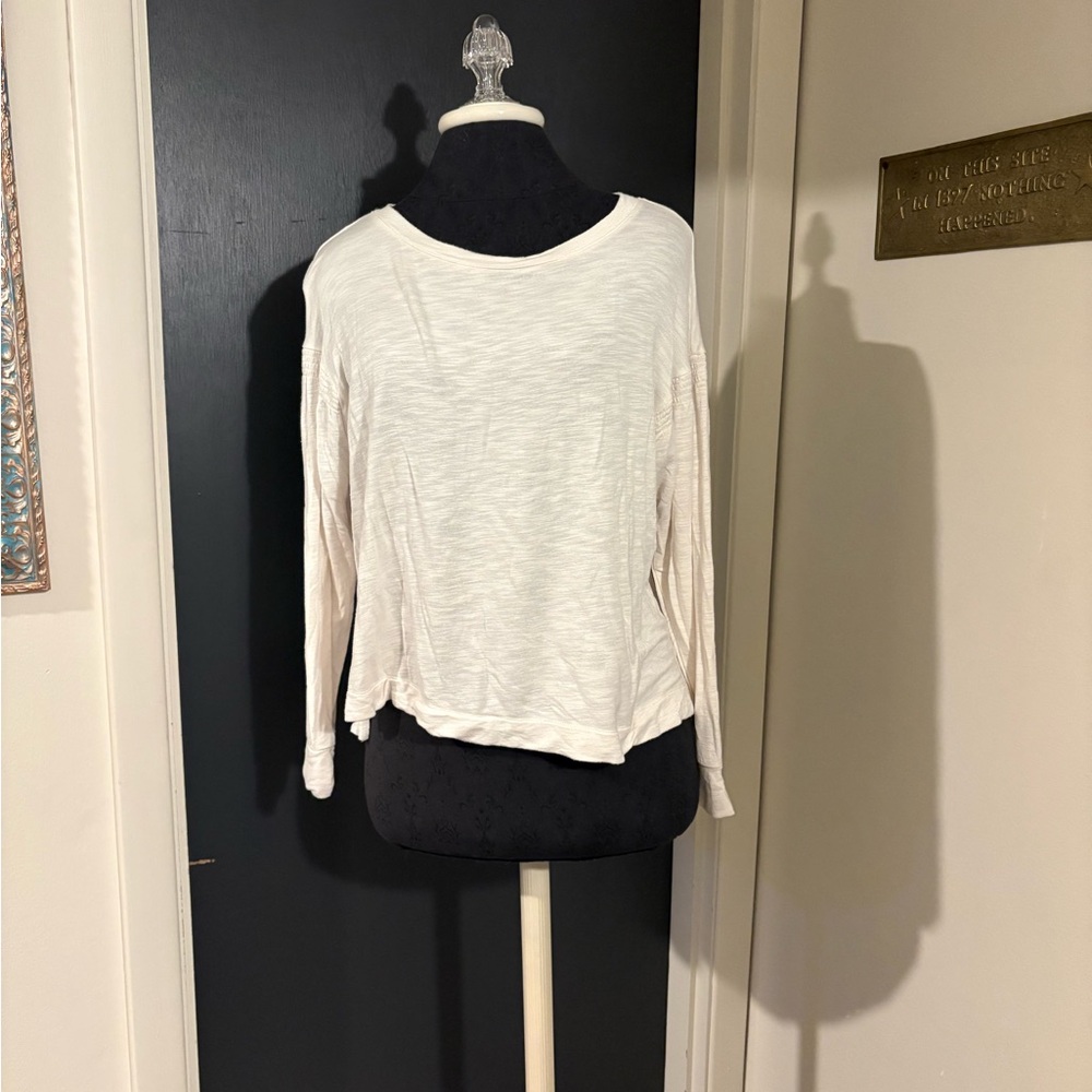 LOFT Cream Long Sleeve Top with Puff Sleeve Detailing 💜